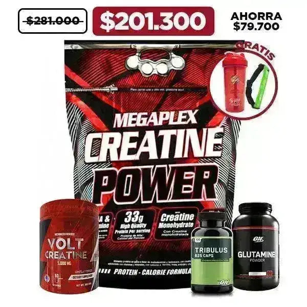 MegaPlex 10 lb + Glutamine 300 gr + Creatine 300 gr + Tribulus 100 Caps + Obsequios - Zona FIT