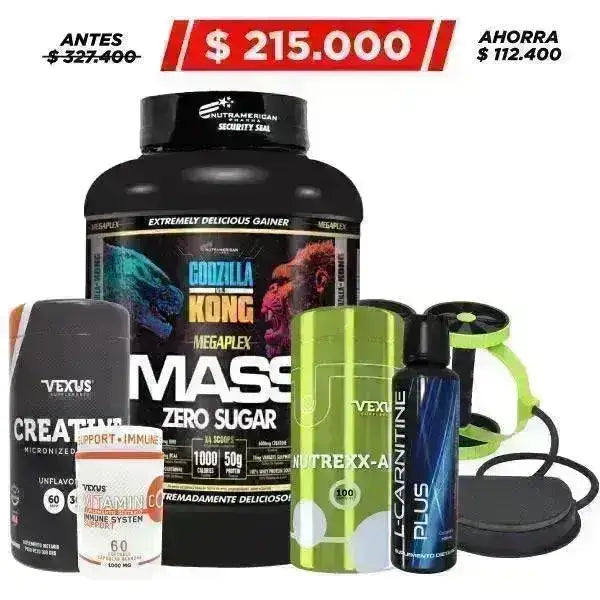 Megaplex Mass 5 lb + Creatine 300 gr + Carnitine Plus 500 ml - Zona FIT