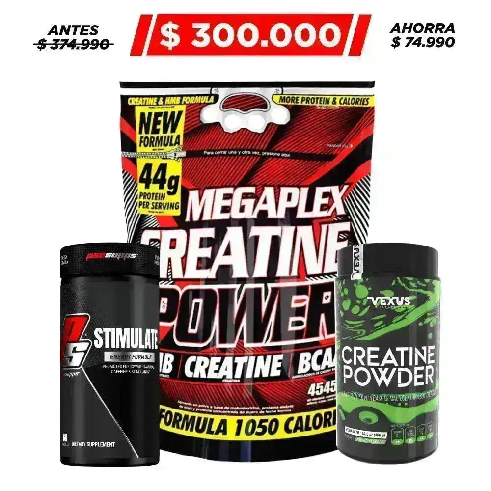 Megaplex 10 lb + Creatine 30 serv + Stimulate 60 caps - Zona FIT