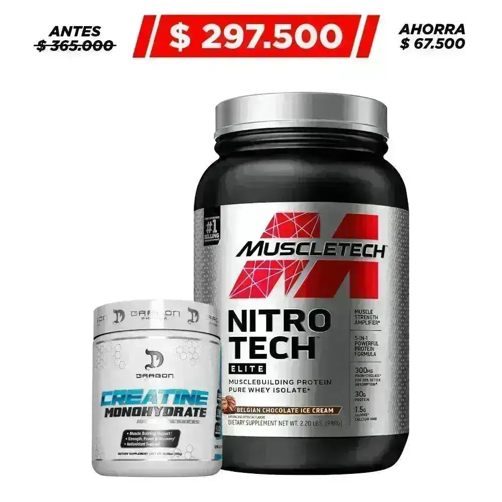 Nitrotech Elite 2 lb + Creatine Monohydrate 300 gr - Zona FIT
