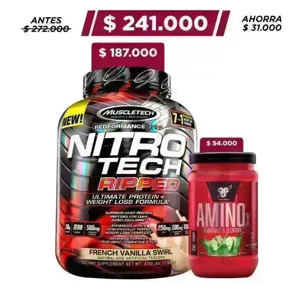Nitro Tech Ripped 4 lb + AminoX 30 serv. - Zona FIT