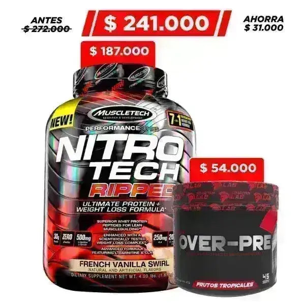 Nitrotech Ripped 4 lb + Over Pre 40 serv. - Zona FIT