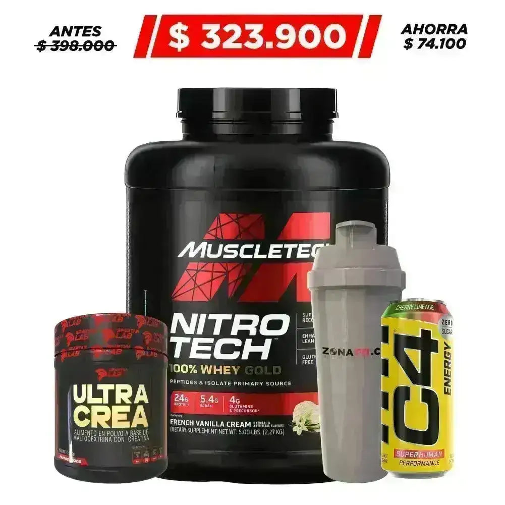 Nitrotech Whey Gold 5 lb + Ultra Crea 300 gr + Obsequio - Zona FIT