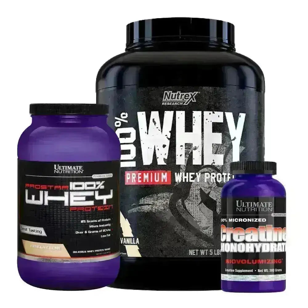 Premium Whey 5 lb + Prostar Whey 2 lb + Creatine Ultimate 300 gr - Zona FIT