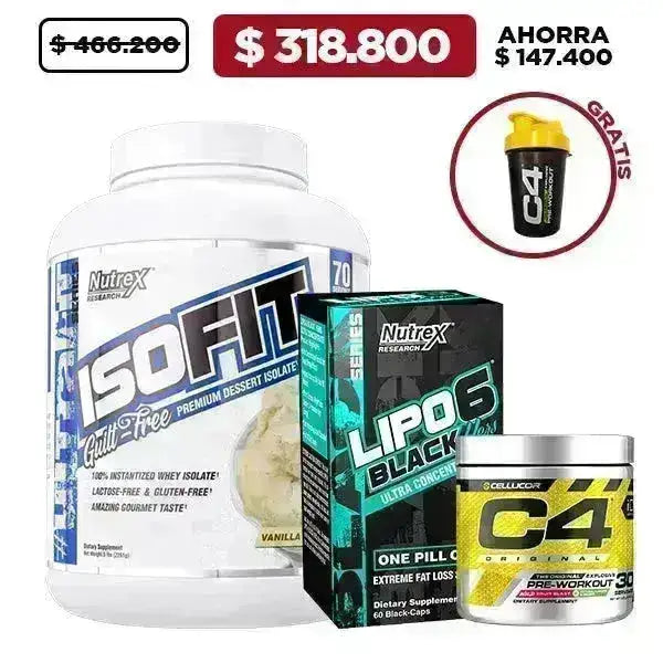 ISOFIT 5 lb + Lipo 6 Black Hers 60 caps + C4 30 serv + Obsequio - Zona FIT