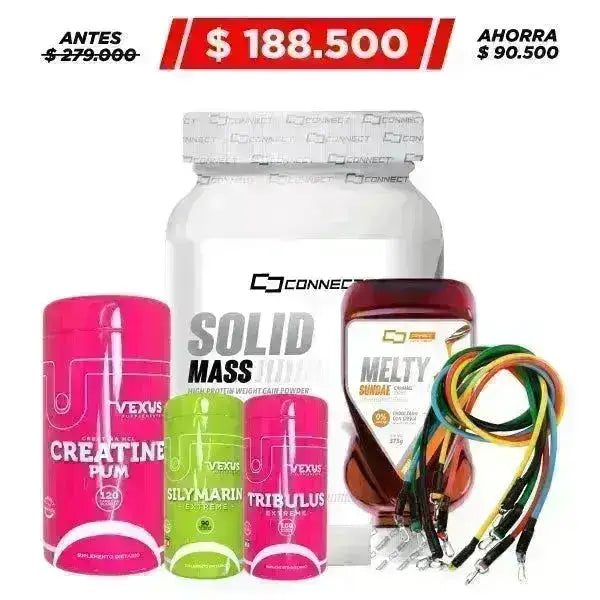 Solid Mass 1400 gr + Creatine HCL 120 caps + Tribulus 100 caps + Obsequio - Zona FIT