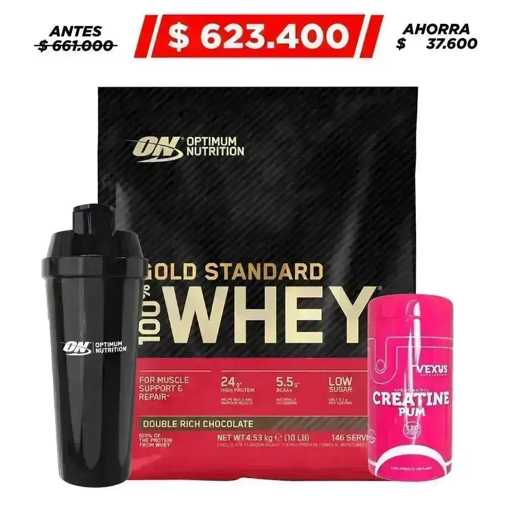 Gold Standard 100% Whey 10 lb + Creatine 120 caps + Obsequio - Zona FIT
