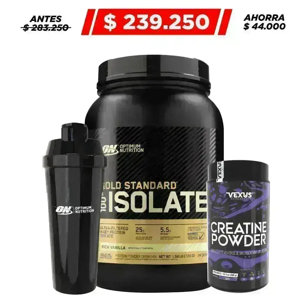 Gold Standard 100% Isolate 1.6 lb + Creatine Powder + Obsequio - Zona FIT
