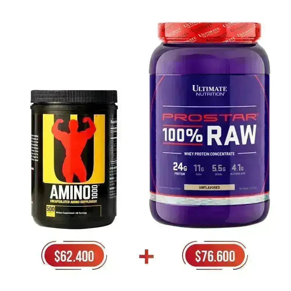 Oferta Amino 1000 500 Caps + Prostar 100% Raw 2.2 Lb - Zona FIT