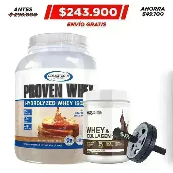 Proven Whey 4 lb + Whey Collagen 465 gr + Rueda Abdominal - Zona FIT