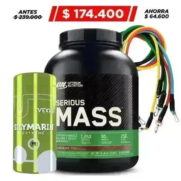 Serious Mass 6 lb + Silymarin 90 caps + Obsequio - Zona FIT