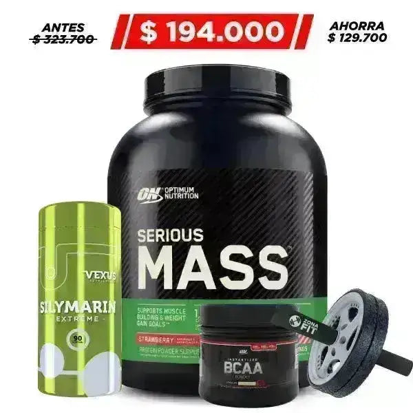 Serious Mass 6 lb + BCAA Powder 40 serv + Obsequio - Zona FIT