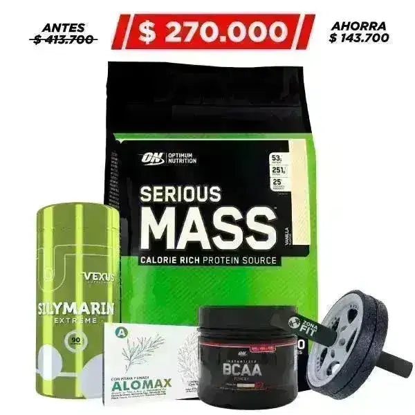 Serious Mass 12 lb + BCAA Powder 40 serv + Obsequio - Zona FIT