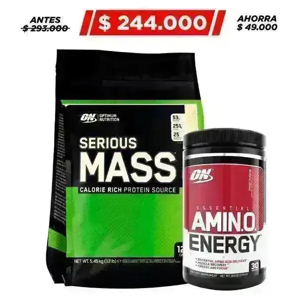 Serious Mass 12 lb + Amino Energy 30 serv - Zona FIT