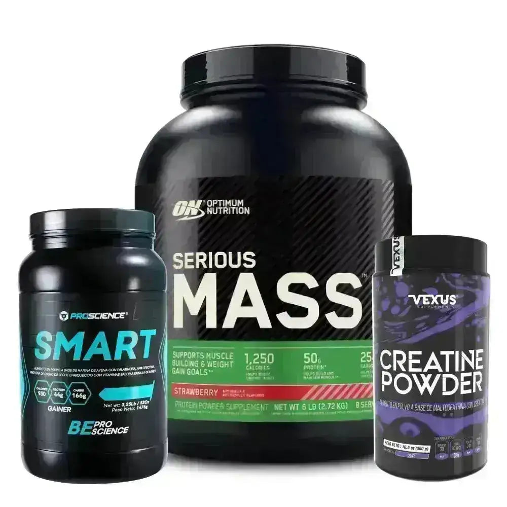 Serious Mass 6 lb + Smart Gainer 3 lb + Creatine 300 gr - Zona FIT