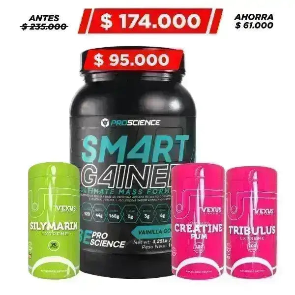 Smart Gainer 3 lb + Creatine 120 caps + Tribulus 100 caps - Zona FIT