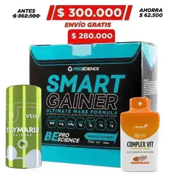 Smart Gainer 13 lb + Multivitamínico 100 caps + Silymarin 90 caps - Zona FIT