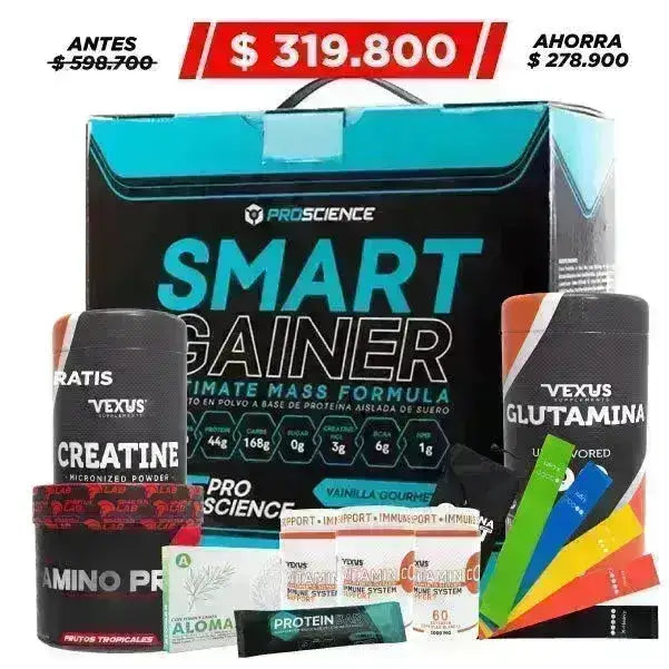 Smart Gainer 13 lb + Creatine 300 gr + Vitamin C 60 caps + Obsequio - Zona FIT