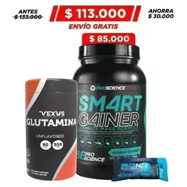 Smart gainer 3 lb + Glutamine 300 gr - Zona FIT