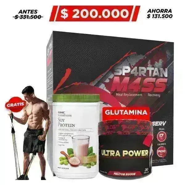 Spartan Mass 12 lb + Glutamina 300 gr + Bandas Elásticas + Obsequio - Zona FIT