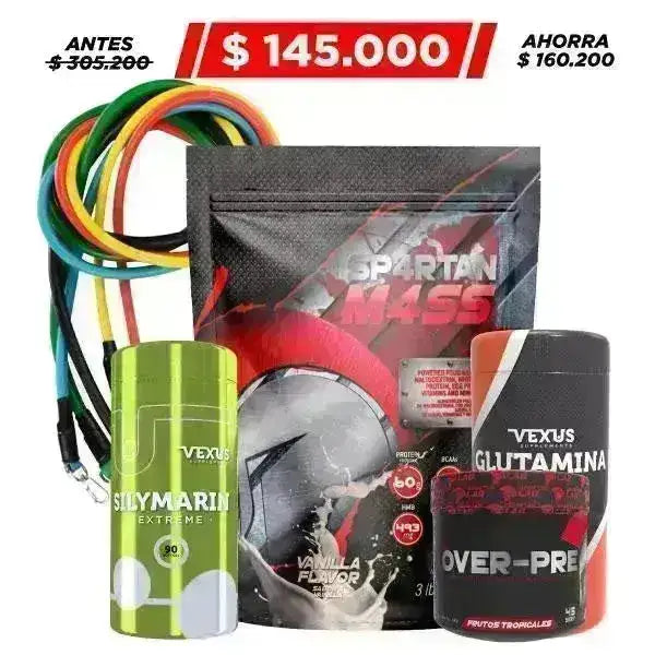 Spartan Mass 3 lb + Glutamina 300 gr + Over Pre 45 serv. - Zona FIT