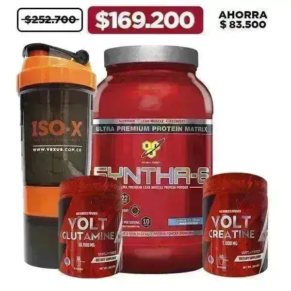 Syntha-6® 2.9 lb BSN + Creatine 300 gr + Glutamine 300 gr + Shaker - Zona FIT