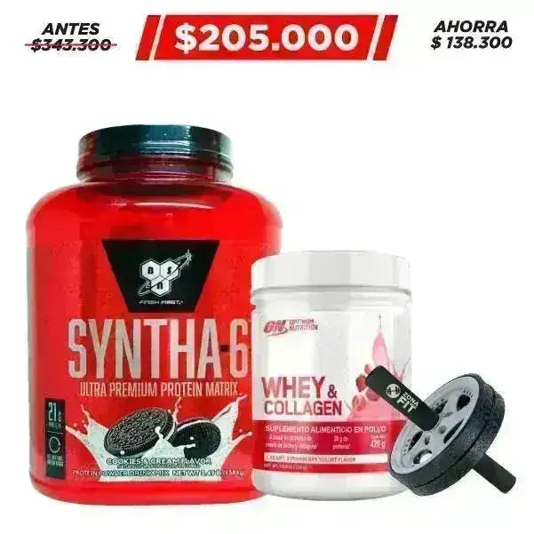 Syntha-6® 48 serv. + Whey Collagen 420 gr + Rueda Abdominal - Zona FIT