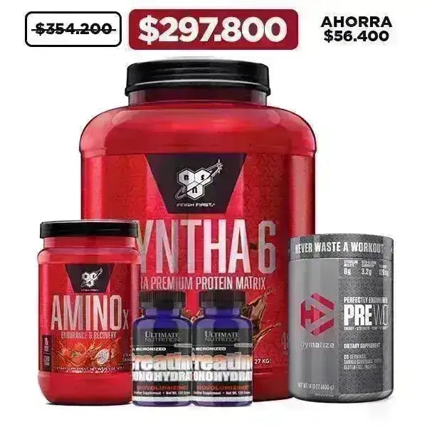 Syntha 6 5lb + 2 Unid Creatine 120 gr + PreW.O. 20 serv + AminoX 30 serv - Zona FIT