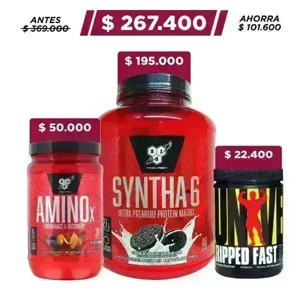 Syntha 6 48 serv + Amino X 30 serv + Ripped fast 120 caps - Zona FIT