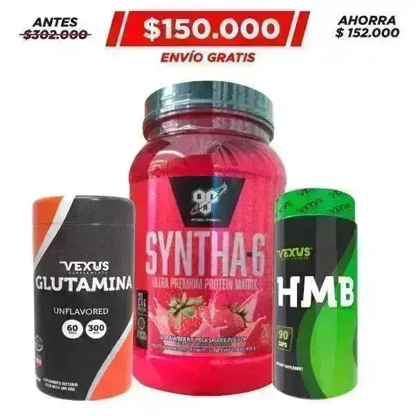 Syntha-6® 26 serv + Glutamina 300 gr + HMB 90 caps - Zona FIT
