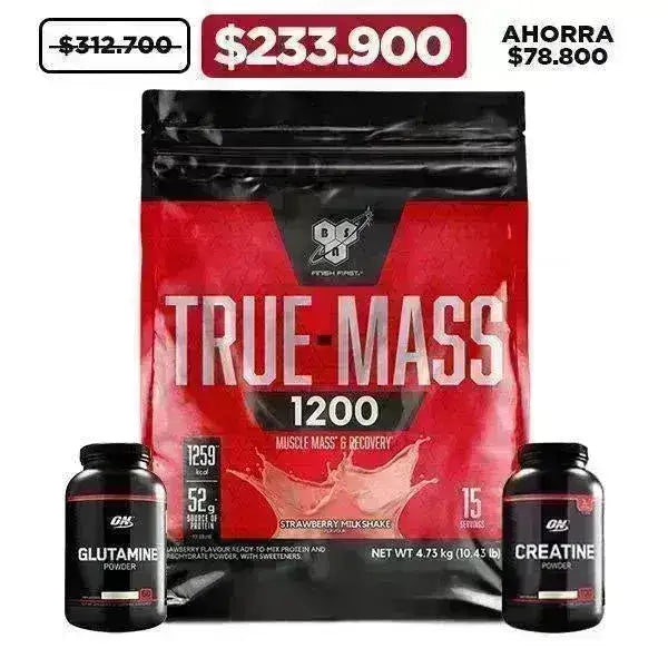 True Mass 10 lb + Glutamine 300 gr + Creatine 300 gr - Zona FIT