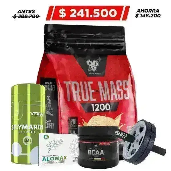 True Mass 1200 10 lb + BCAA Powder 40 serv + Obsequio - Zona FIT