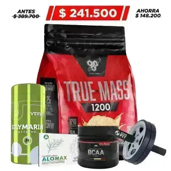 True Mass 1200 10 lb + BCAA Powder 40 serv + Obsequio - Zona FIT