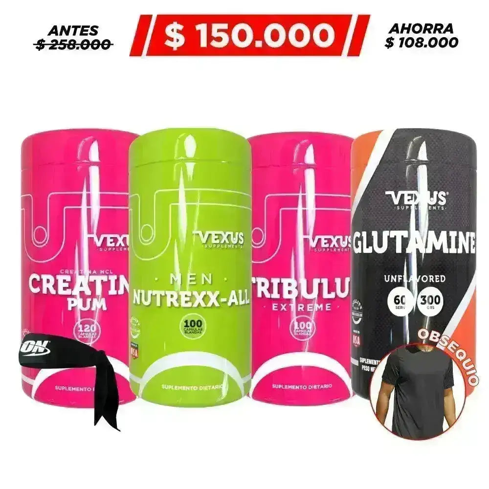 Glutamine 300 gr + Creatine 120 caps + Tribulus 100 caps + Multivitaminico 100 caps - Zona FIT