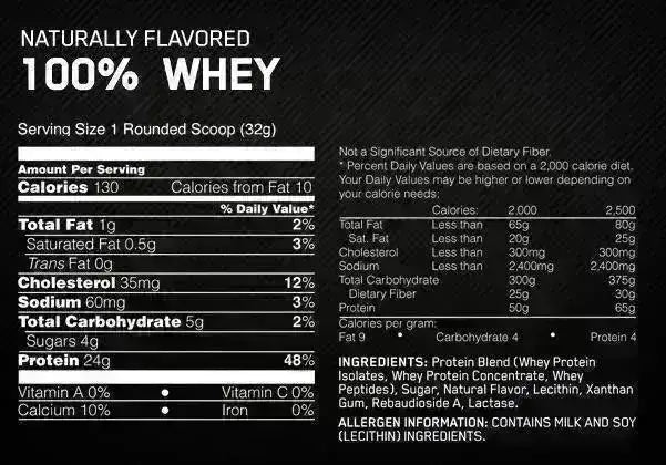 Naturally Flavored Gold Standard 100% Whey Optimum Nutrition - Zona FIT