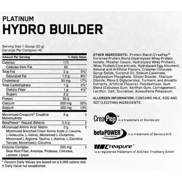 Platinum Hydro Builder Optimum Nutrition - Zona FIT