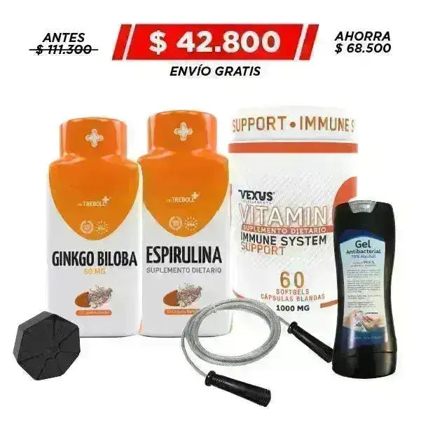 Vitamin C 60 caps + Ginkgo Biloba 50 caps + Espirulina 50 caps + Obsequio - Zona FIT