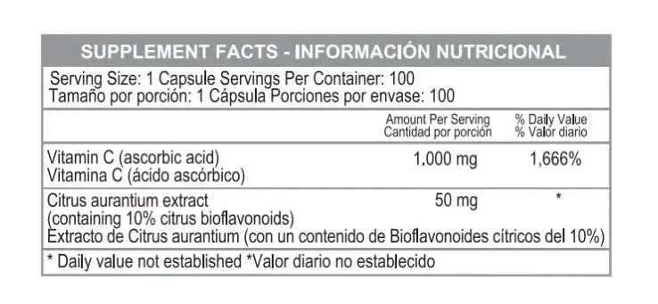 Vitamin C 1.000 Plus Bioflavonoides Healthy America - Zona FIT