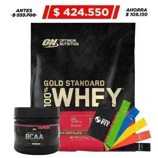 Gold Standard 10 lb + BCAA Powder 40 serv + Obsequio - Zona FIT