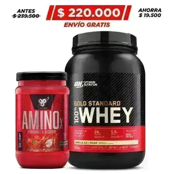 Gold Standard 100% Whey 2 lb + Amino X 30 serv. - Zona FIT