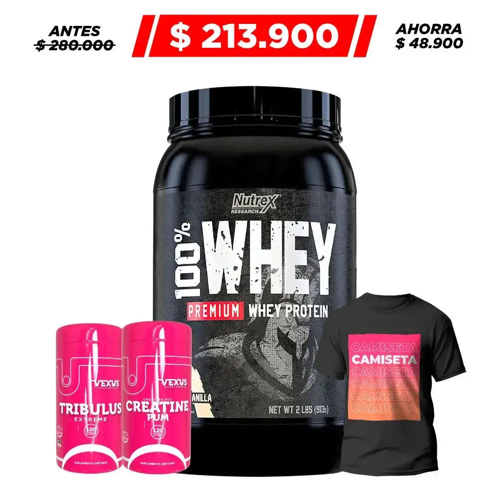 100% Whey Premium 2 lb + Creatine HCL 120 caps + Tribulus Extreme 100 caps - Zona FIT