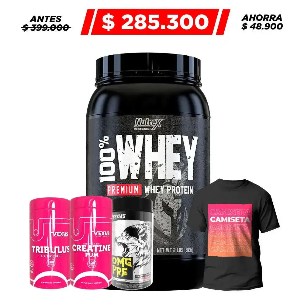 100% Whey Premium 2 lb + Creatine HCL 120 caps + OMG Pre 30 serv + Tribulus Extreme 100 caps - Zona FIT