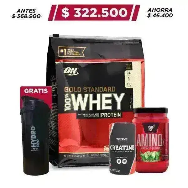 Gold Standard 6 lb + Amino X 30 serv. + Obsequio - Zona FIT