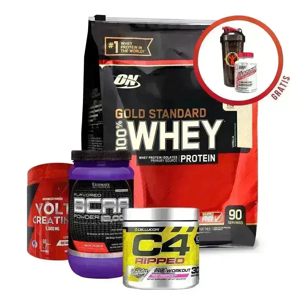 Gold Standard 100% Whey 6.15 lb + BCAA 30 serv + Creatina 300 gr + C4 Ripped + Obsequios - Zona FIT