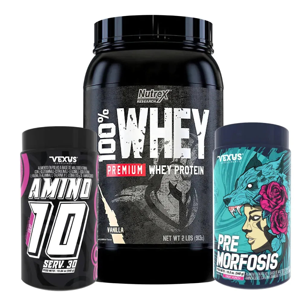 100% Whey Premium 2 lb + Amino 10 30 serv + Pre Morfosis 30 serv - Zona FIT