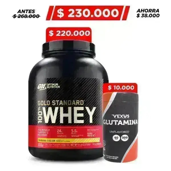 Gold Standard 5 lb + Glutamina 300 gr - Zona FIT