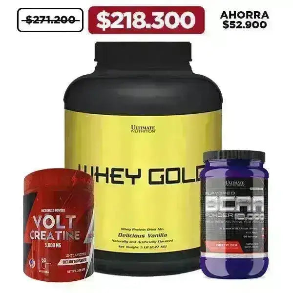 Whey Gold 5 lb + Creatine 300 gr + BCAA 12,000 30 serv - Zona FIT