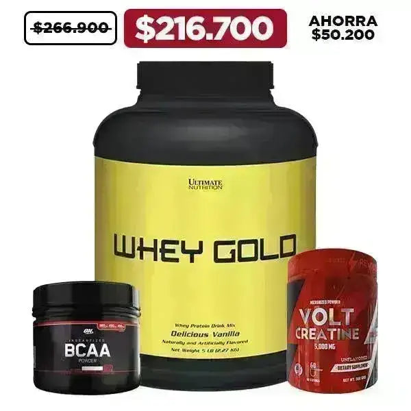 Whey Gold 5 lb + Creatine 300 gr + BCAA 300 gr - Zona FIT