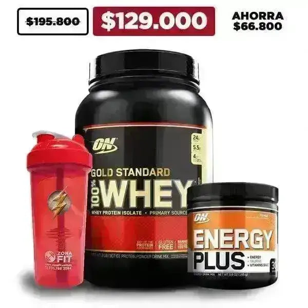 Gold Standard 100% Whey 2 lb + Energy Plus + Shaker - Zona FIT