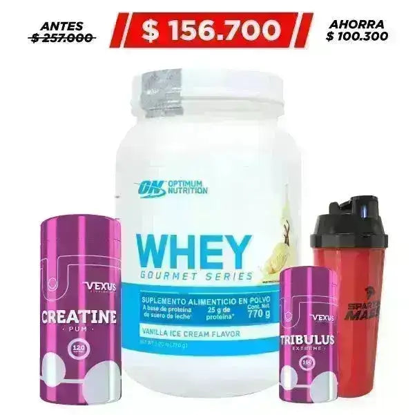Whey Gourmet 770 gr + Creatine HCL 120 caps + Tribulus 100 caps + Shaker - Zona FIT